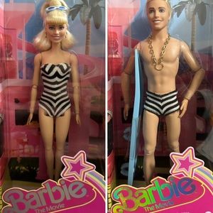 💎 BARBIE AND KEN THE MOVIE DOLL STRIPED SWIMSUIT DRESS MARGOT ROBBIE 🏖️💄🏄🏼